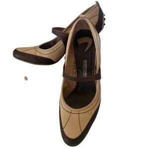 Donald Pliner Brenda Leather & Fabric Mary Jane High Heel Shoes Women's 9.5